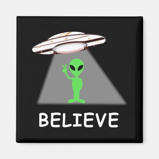Alien Shirt - I Believe New Cool Ufo Magneet (Voorkant)