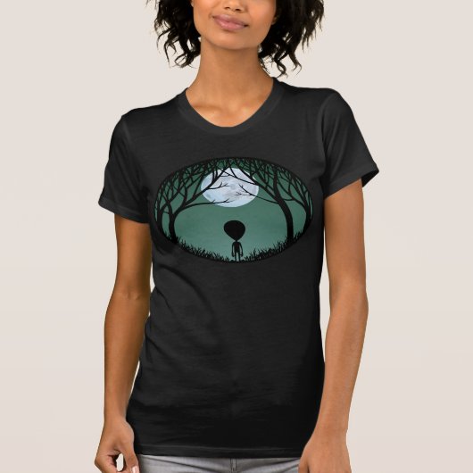 Alien Shirt Women's Alien w. Moon T-Shirts (Voorkant)