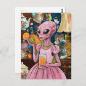 Alien Sinaasappel Juice in de stad Briefkaart (Voorkant / Achterkant)