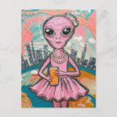 Alien Sinaasappel Juice in de stad Briefkaart (Voorkant)