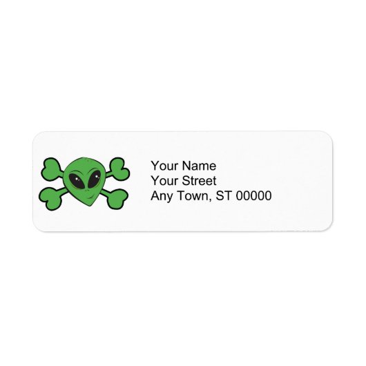 Alien Skull Green Crossbones Etiket (Voorkant)