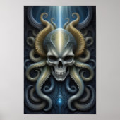 Alien Skull Octopus - 001 - Fantasy Art Poster (Voorkant)