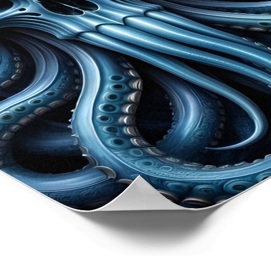 Alien Skull Octopus - 005 - Nacht V - Fantasy Art Poster (Hoek)