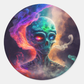 Alien Skull Ronde Sticker