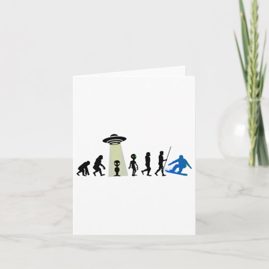 Alien Snowboard Evolution Pun Joke Winter Boarding Kaart (Voorkant)
