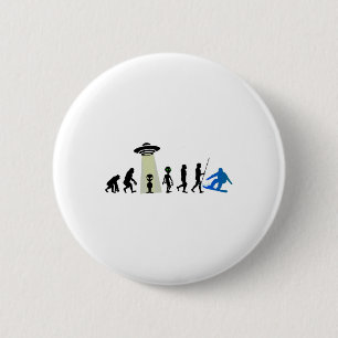 Alien Snowboard Evolution Pun Joke Winter Boarding Ronde Button 5,7 Cm