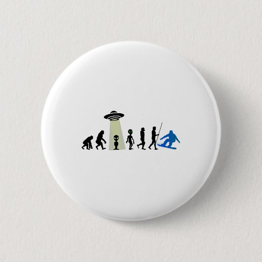 Alien Snowboard Evolution Pun Joke Winter Boarding Ronde Button 5,7 Cm (Voorkant)