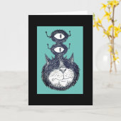 Alien Space Cat Belated Birthday Kaart (Gele Bloem)