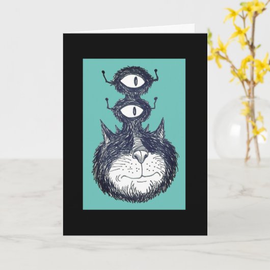 Alien Space Cat Belated Birthday Kaart (Gele Bloem)