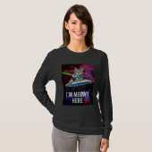 Alien Space Cat I m Meowt Here UFO T-shirt (Voorkant volledig)