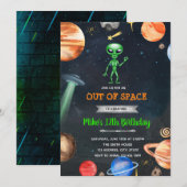 Alien space galaxy party-uitnodiging kaart (Voorkant / Achterkant)