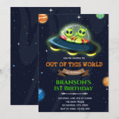 Alien Space Galaxy verjaardagsuitnodiging Bedankkaart (Voorkant / Achterkant)