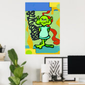 Alien Space Man Abstract Poster (Thuiskantoor)
