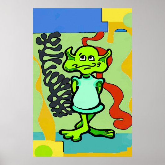 Alien Space Man Abstract Poster (Voorkant)
