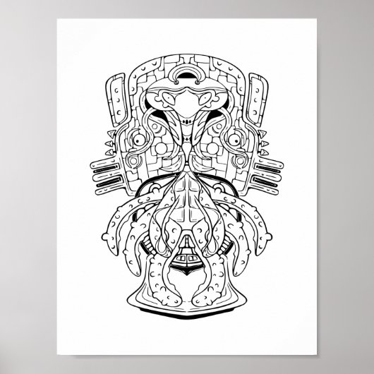 Alien: Space Turtle Warrior Kleurplaat voor Kinder Poster (Voorkant)