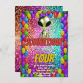 Alien Space UFO Raketschip Kosmische Verjaardag Ui Kaart (Voorkant / Achterkant)