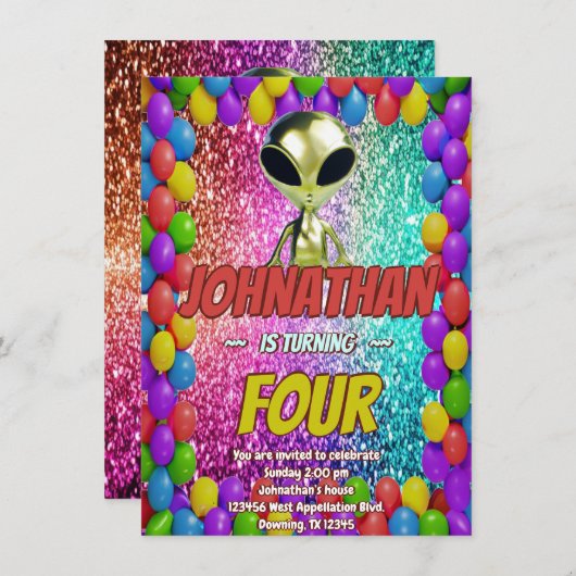 Alien Space UFO Raketschip Kosmische Verjaardag Ui Kaart (Voorkant / Achterkant)