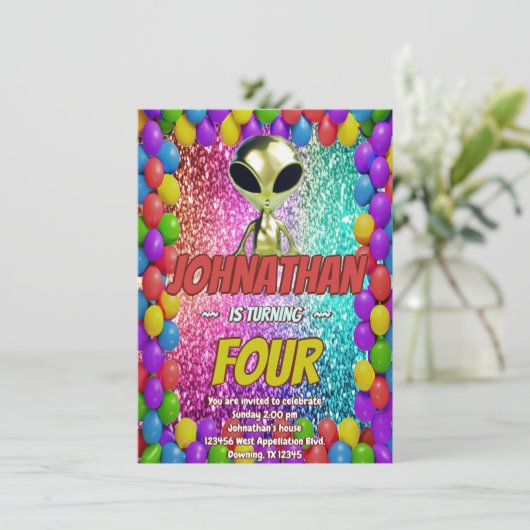 Alien Space UFO Raketschip Kosmische Verjaardag Ui Kaart (Staand voorkant)