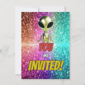 Alien Space UFO Raketschip Kosmische Verjaardag Ui Kaart (Achterkant)