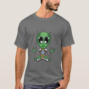 Alien Space Yoga Spiritueel van levensmedailles T-shirt
