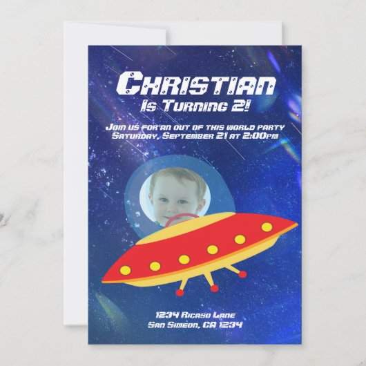 Alien Spaceship Astronaut Buitenruimte Birthday Kaart (Voorkant)