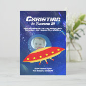 Alien Spaceship Astronaut Buitenruimte Birthday Kaart (Staand voorkant)