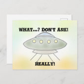 Alien Spaceship Briefkaart (Voorkant / Achterkant)