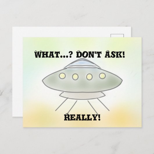 Alien Spaceship Briefkaart (Voorkant / Achterkant)
