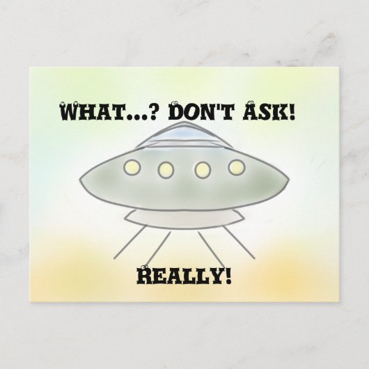 Alien Spaceship Briefkaart (Voorkant)