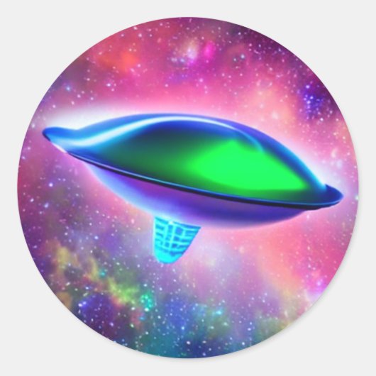Alien Spaceship Classic Round Sticker (Voorkant)
