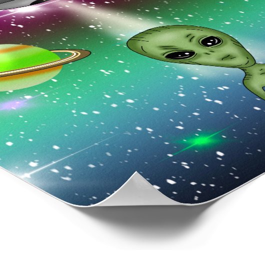 Alien Spaceship en Planets Poster (Hoek)