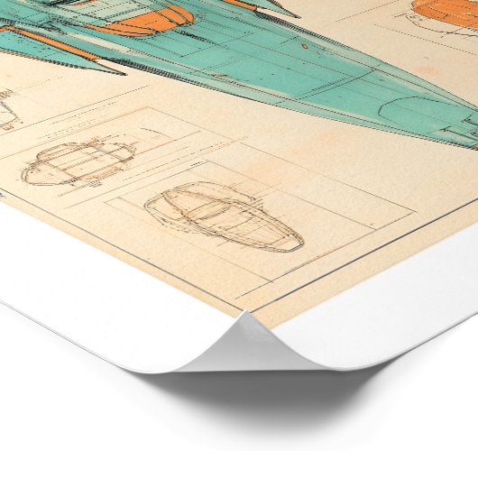 Alien Spaceship Print, Waarde Poster Papier (Matte (Hoek)