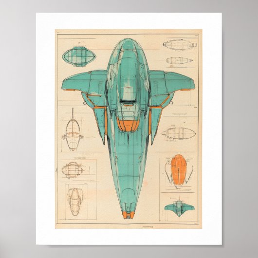 Alien Spaceship Print, Waarde Poster Papier (Matte (Voorkant)