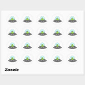 Alien Spaceship Ronde Sticker (Vel)