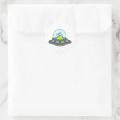 Alien Spaceship Ronde Sticker (Tas)