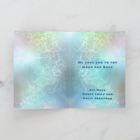 Alien Spaceship Space Blauwgroen 5e verjaardag Kaart (Binnen)