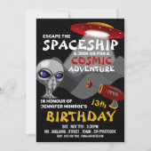 Alien Spaceship Theme, Escape Room, Birthday Party Kaart (Voorkant)