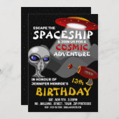 Alien Spaceship Theme, Escape Room, Birthday Party Kaart (Voorkant / Achterkant)