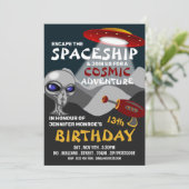Alien Spaceship Theme, Escape Room, Birthday Party Kaart (Staand voorkant)