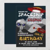 Alien Spaceship Theme, Escape Room, Birthday Party Kaart (Voorkant / Achterkant)