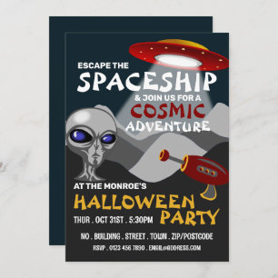 Alien Spaceship Theme, Escape Room, Halloween Kaart