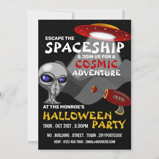 Alien Spaceship Theme, Escape Room, Halloween Kaart (Voorkant)