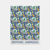 Alien Spaceships Space en sterren op maat Fleece Deken (Voorkant)