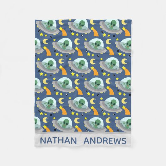 Alien Spaceships Space en sterren op maat Fleece Deken (Voorkant)