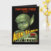 Alien Spawn B-Movie Poster Verjaardag Kaart (Gele Bloem)