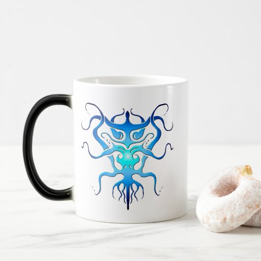 Alien Species Tribal Tattoo Design - blauw Magische Mok (Met donut)