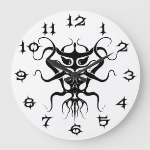 Alien Species Tribal Tattoo Design - zwart Grote Klok