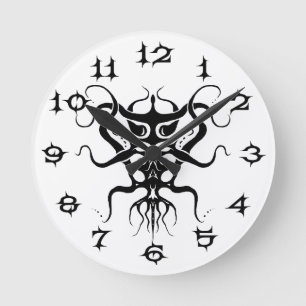 Alien Species Tribal Tattoo Design - zwart Ronde Klok