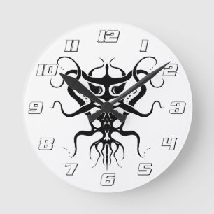 Alien Species Tribal Tattoo Design - zwart Ronde Klok