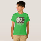 Alien speelt basketbal op de maan t-shirt (Voorkant volledig)